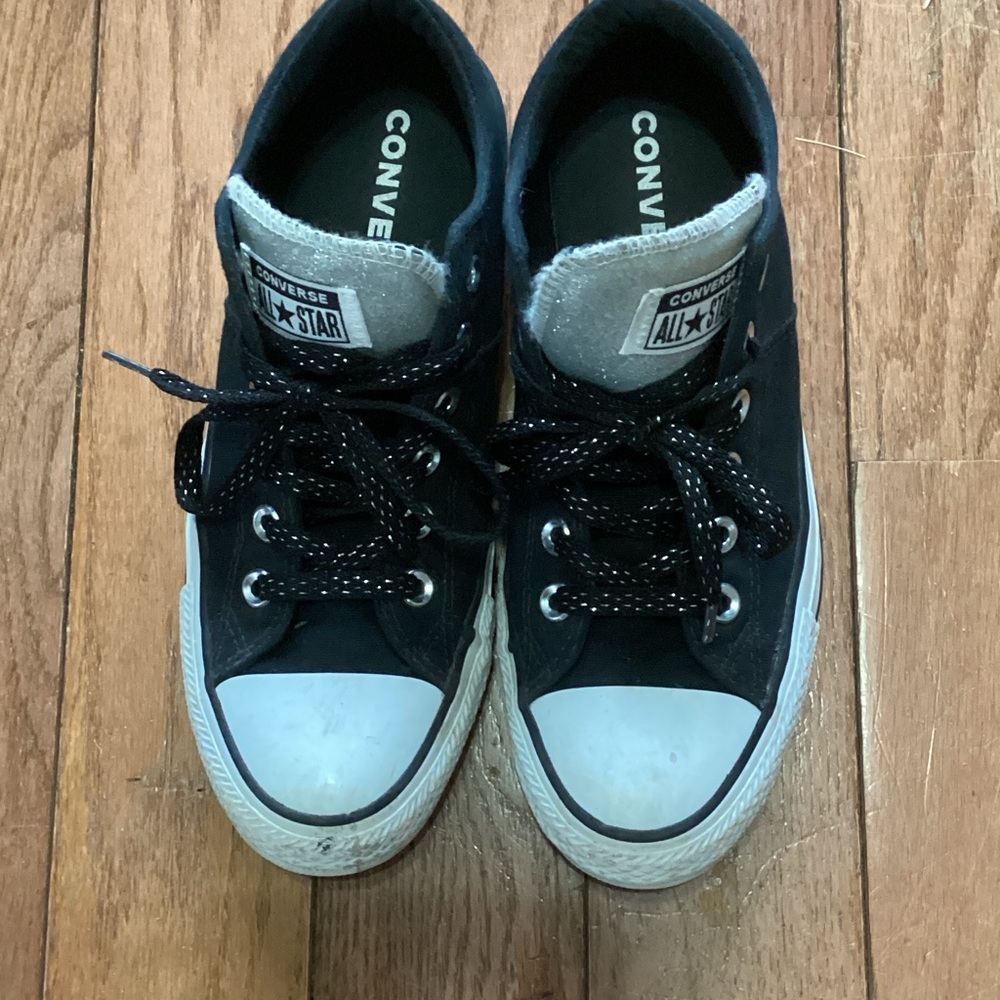 Converse Black and Silver Glittery Sneakers 8